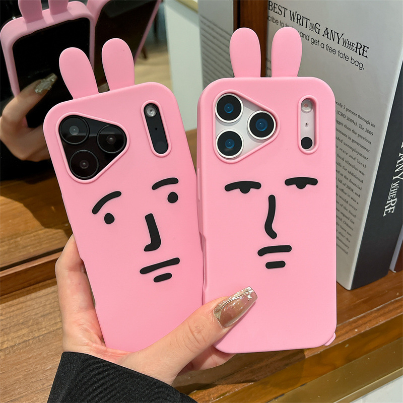 Phone Cases Pink - Casing HP Kelinci Emoji Kartun Lucu