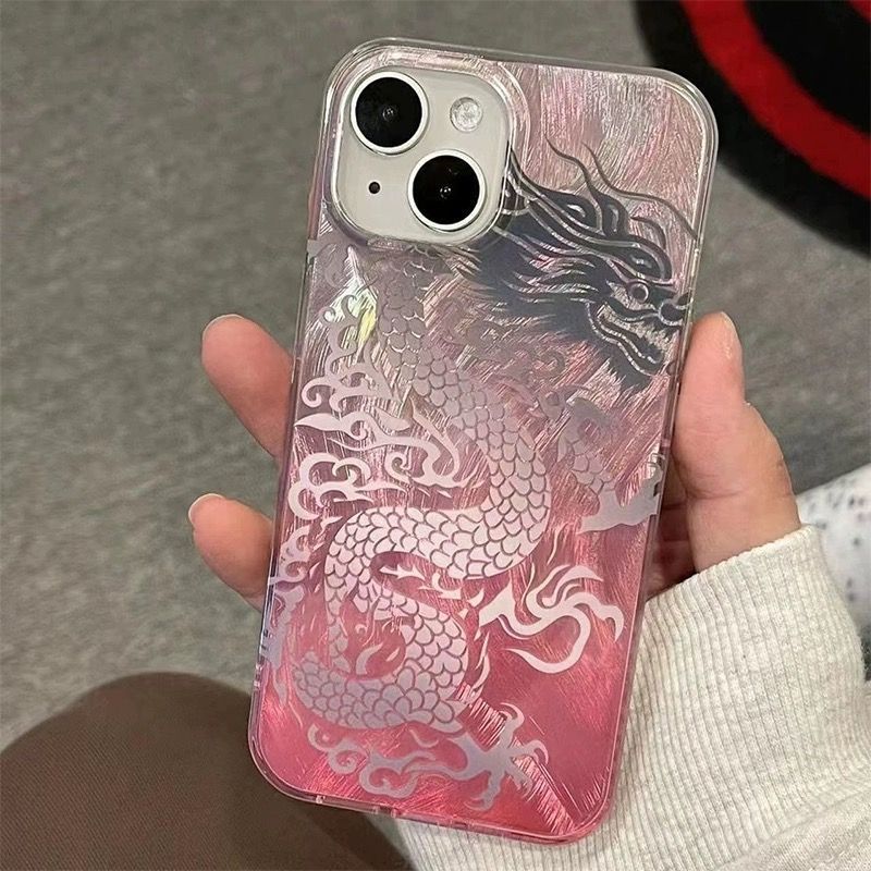 Phone Cases Pink - Casing Ponsel Pola Loong Cina Gradasi