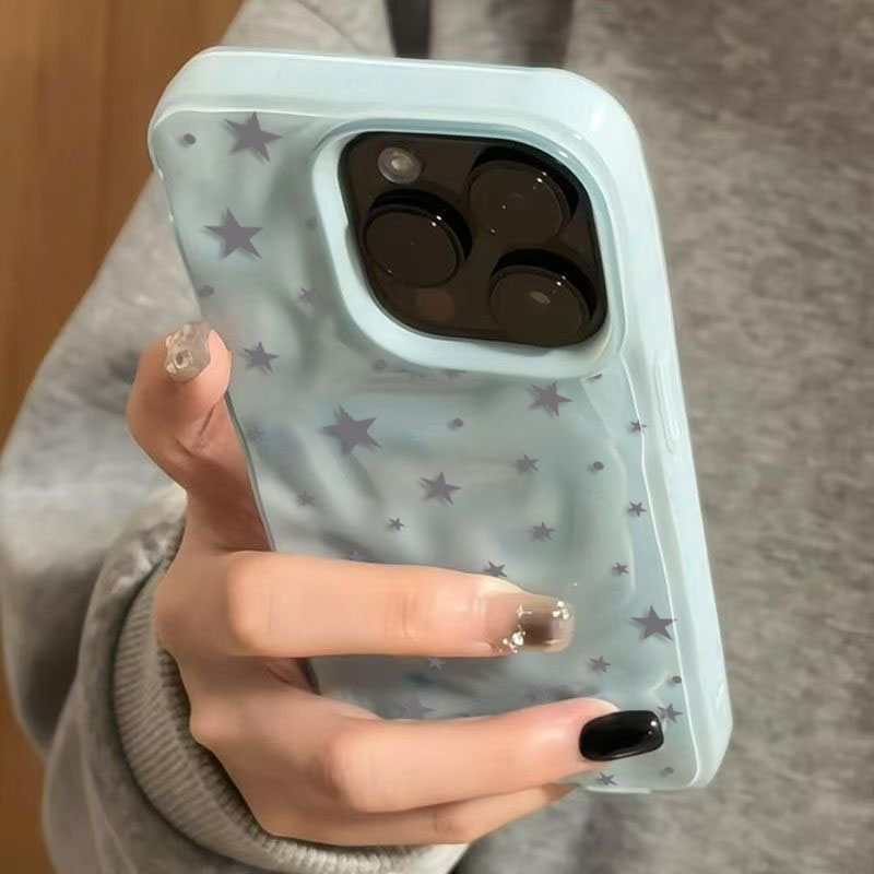 Phone Cases Pink - Casing Ponsel Minimalis Bertekstur Gelombang Bintang