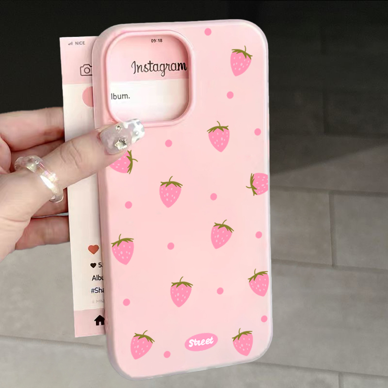 Casing Ponsel Motif Stroberi M - Phone Cases Pink ulasan dan harga